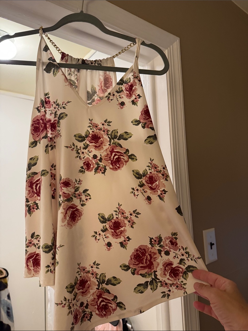 First Love Satin Floral Cami in Cream, Dusty Rose and Sage